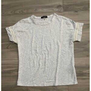 Laila Jayde size small gray color shirt blouse crochet trim sleeve size small